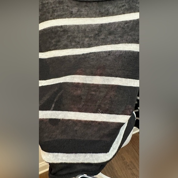 Eileen Fisher Fine Organic Linen Crepe Stripe Sheer Crop Top sz XS - Picture 13 of 14